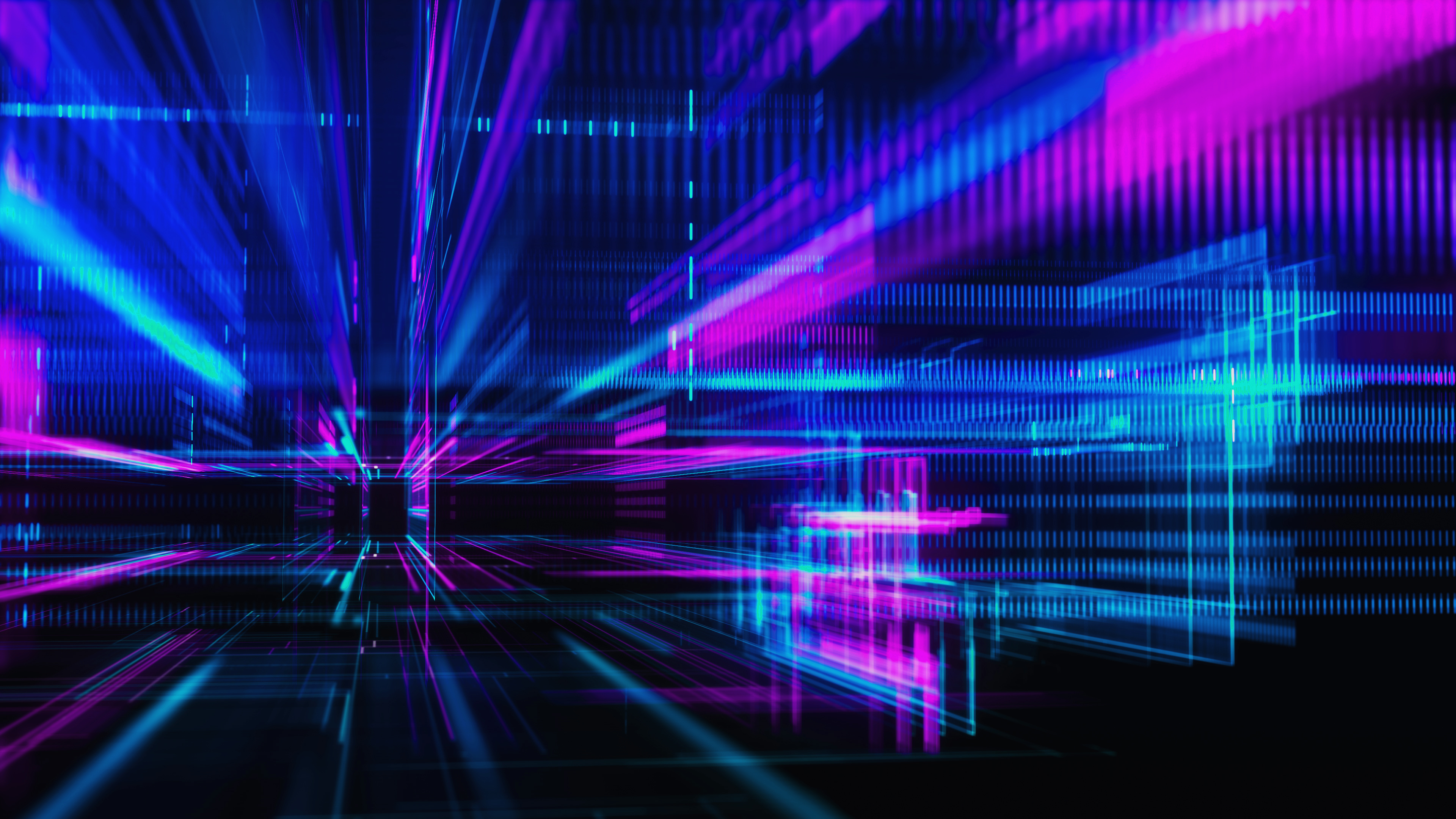 Black, purple and blue digital light beams 