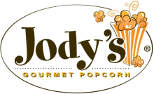 Black and white Jody's Popcorn Logo 